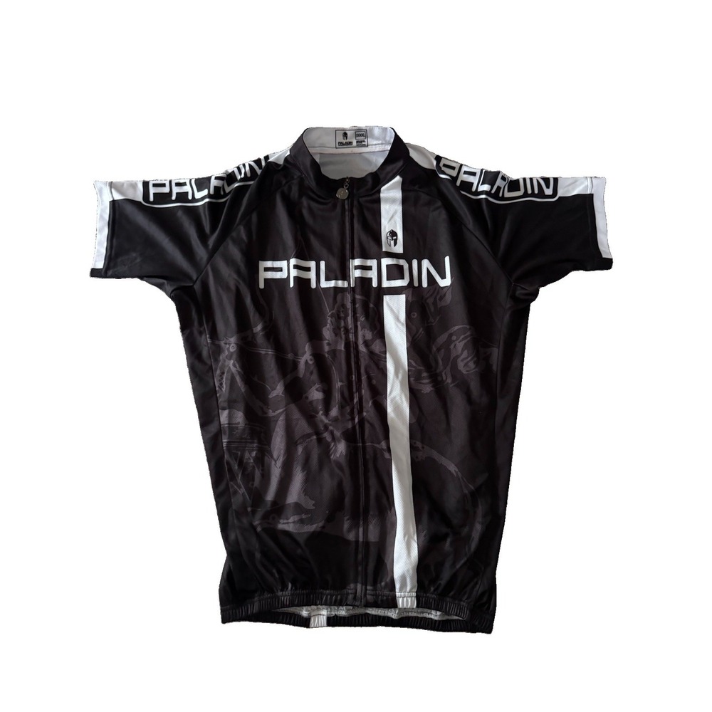 PALADIN Black White Centaur Full Zip Cycling Jersey Size XXXXL 4XL With Pockets